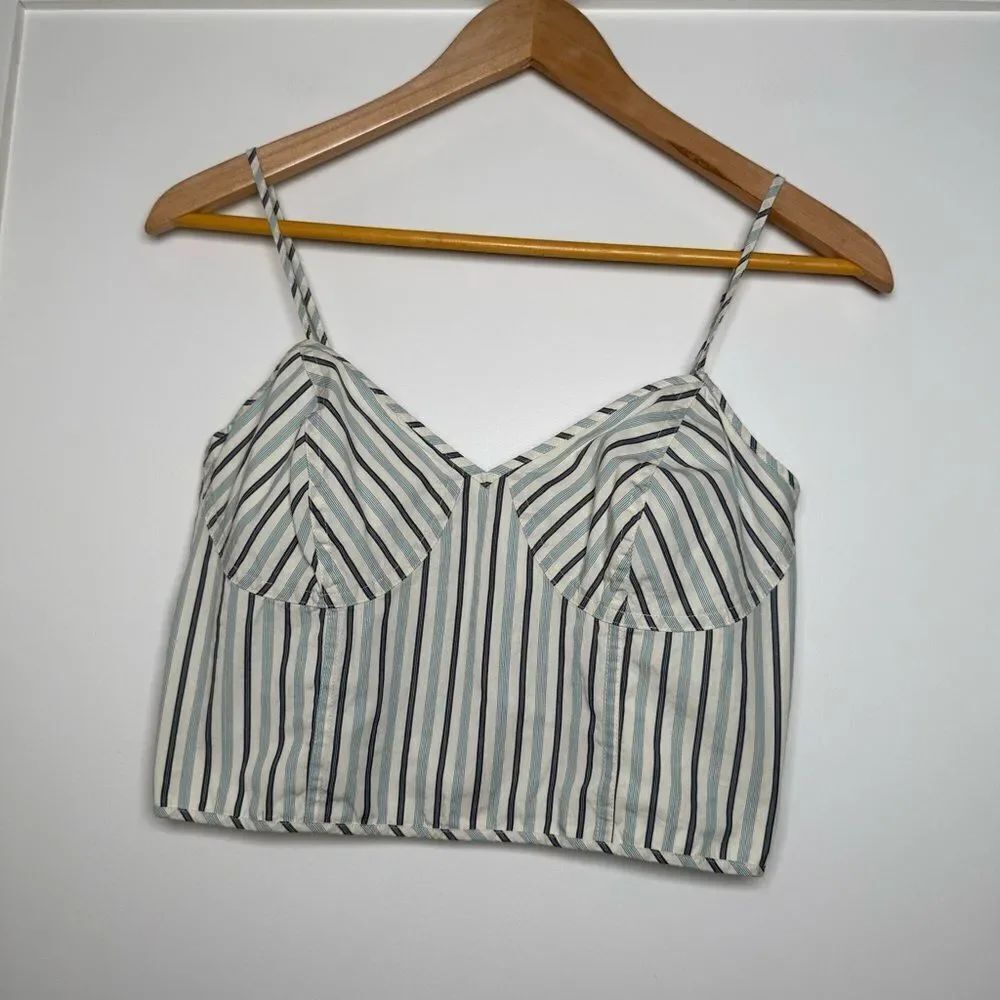 Lauren Ralph Lauren Black Label Crop Tank Top Womens Sz 4 Striped Sleeveles Boho